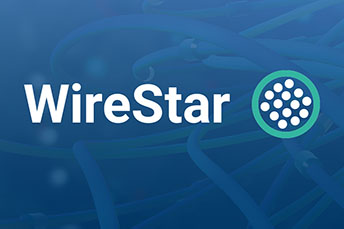 Schriftzug WireStar mit Logo der Maschinensoftware das Kabelquerschnitt zeigt